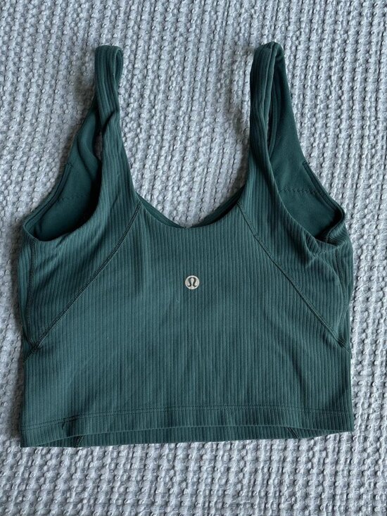 lululemon athletica Dresses & Skirts - Lululemon Ribbed Sports Bra Tank Top Size 2 Green
